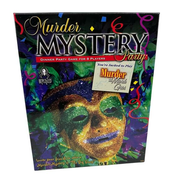 Murder Mystery Dinner Boxed Party Game Set - Murder at Mardis Gras, 8 Players - Picture 1 of 6